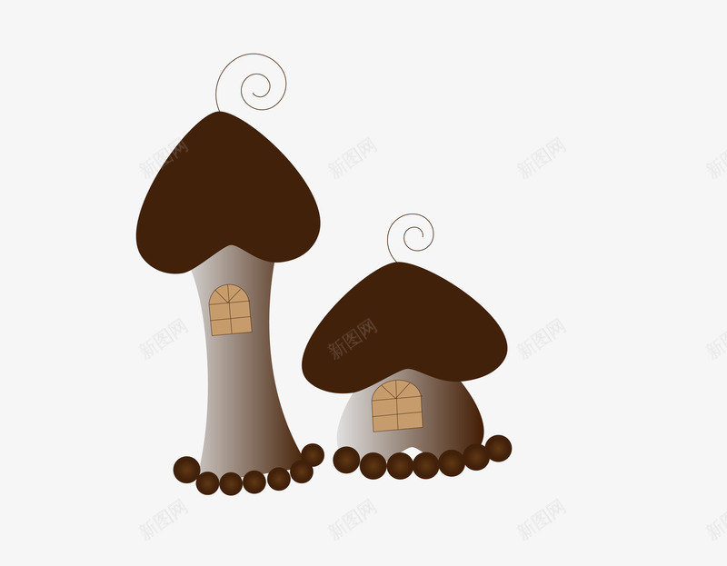 卡通蘑菇屋矢量图eps免抠素材_新图网 https://ixintu.com 卡通 可爱小房子 咖啡色 蘑菇屋 矢量图
