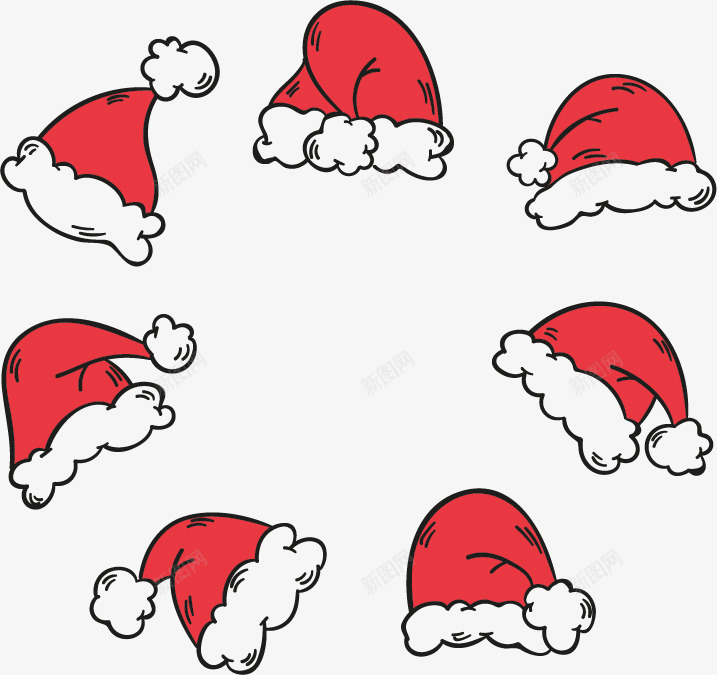手绘创意扁平风格红色的圣诞帽png免抠素材_新图网 https://ixintu.com 创意 圣诞 扁平 红色 风格