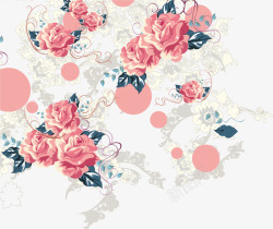 粉色水彩底纹玫瑰花海矢量图素材