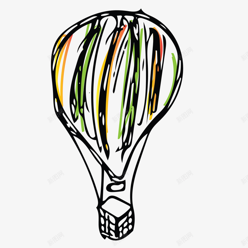 绿色手绘热气球png免抠素材_新图网 https://ixintu.com 儿童手绘 卡通 涂鸦 漫画 绿色 钢笔画