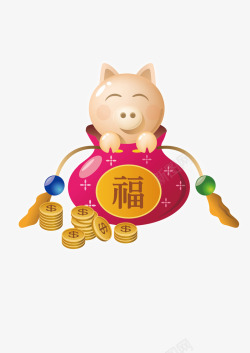 红色猪钱罐小猪送福高清图片