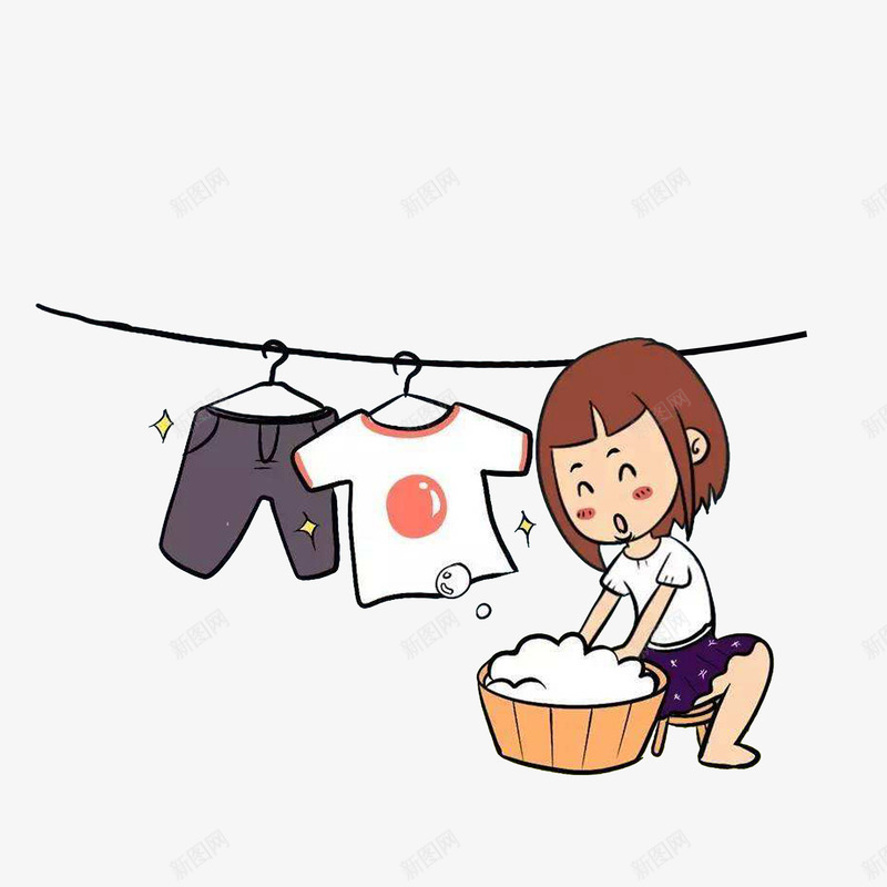 开心洗衣服的女孩png免抠素材_新图网 https://ixintu.com 开心洗衣服的女孩 洗的干干净净的衣服 洗衣服的女人 短发女孩