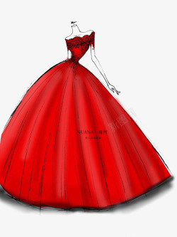 冬季长袖红色裙子红色婚纱高清图片