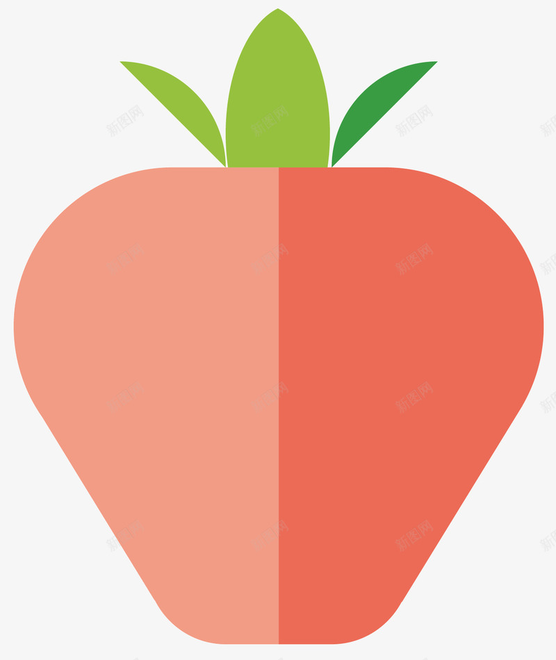 一个红色的食物矢量图ai免抠素材_新图网 https://ixintu.com 对称图案 水果蔬菜 深浅色 红色的 绿色的叶子 矢量图