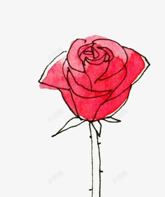 手绘红玫瑰图标png_新图网 https://ixintu.com 卡通手绘 图标 玫瑰 红色