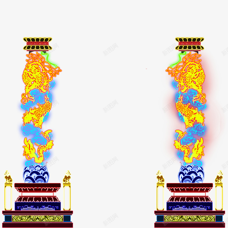 光柱龙柱精致龙png免抠素材_新图网 https://ixintu.com 光雕 精致 龙柱 龙柱矢量 龙素材