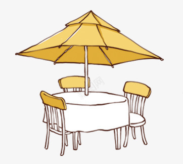 手绘桌子png免抠素材_新图网 https://ixintu.com 咖啡馆 手绘 桌子 椅子 遮阳伞