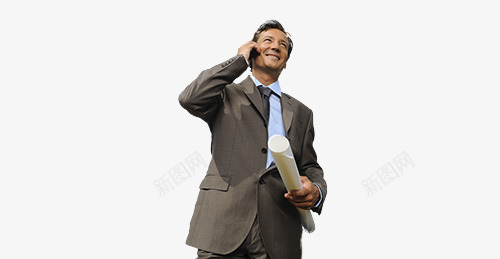 商务男士接电话png免抠素材_新图网 https://ixintu.com 帅哥接电话 手拿图纸的帅哥 穿西服的男人