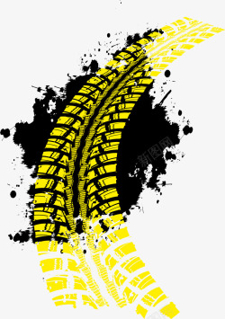 矢量轮胎的痕迹黄色轮胎的痕迹图高清图片
