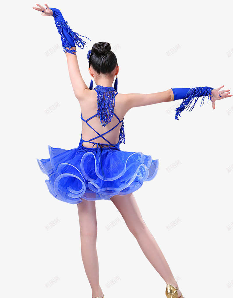 穿蓝色裙子跳舞的女孩png免抠素材_新图网 https://ixintu.com 女孩 女孩背影 少儿拉丁 服装 蓝色裙子 裙底 跳舞
