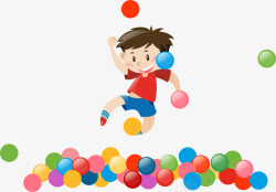 多彩小球儿童节开心的男孩高清图片