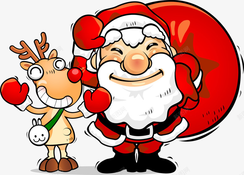 卡通圣诞老人和麋鹿矢量图ai免抠素材_新图网 https://ixintu.com 冬天 卡通麋鹿 圣诞快乐 圣诞老人 圣诞节 新年快乐 矢量图