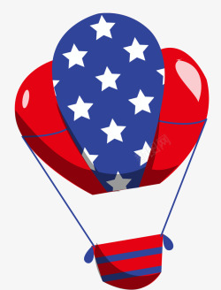 卡通美国国旗样式热气球素材