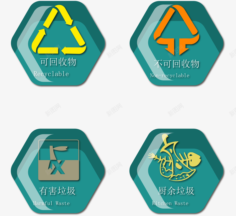 垃圾分类循环图标png_新图网 https://ixintu.com 分类 四类垃圾 垃圾 素材