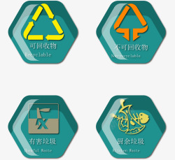 四类垃圾垃圾分类循环图标高清图片
