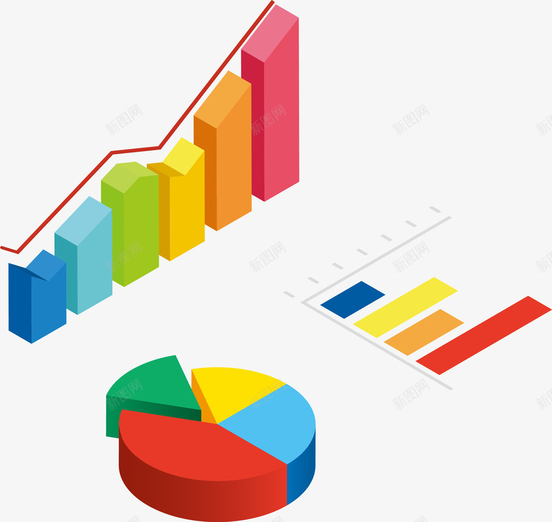 手绘PPT数据矢量图ai免抠素材_新图网 https://ixintu.com PPT 彩色 手绘 数据 柱状图 立体 饼状图 矢量图