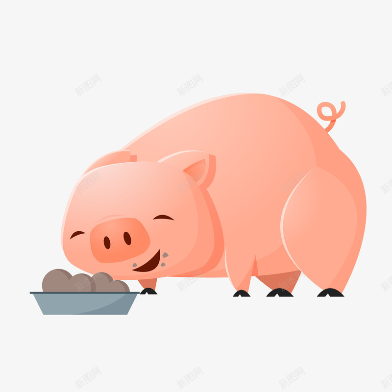 用餐的小猪动物矢量图ai免抠素材_新图网 https://ixintu.com 元旦 动物设计 卡通 小猪 用餐 粉红猪 矢量图