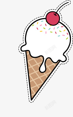 手绘甜筒甜筒冰淇淋贴纸矢量图高清图片