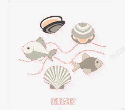 可爱有趣的海洋生物png免抠素材_新图网 https://ixintu.com 元素 卡通 海洋 生物 贝壳 鱼类