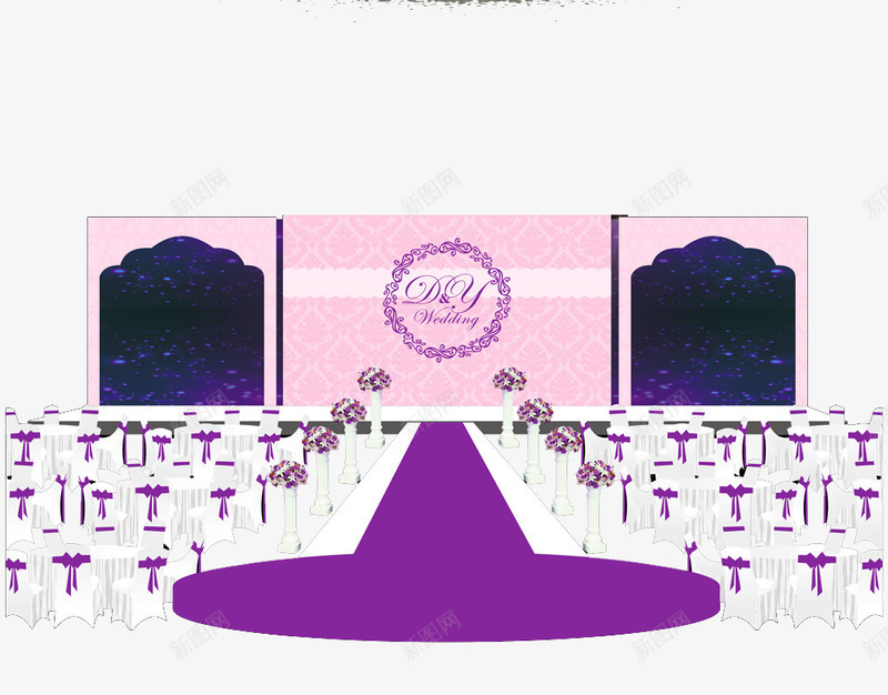 紫色婚礼会场png免抠素材_新图网 https://ixintu.com 会场 婚礼 紫色 设计图