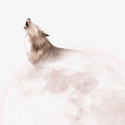 长啸狼和月球高清图片