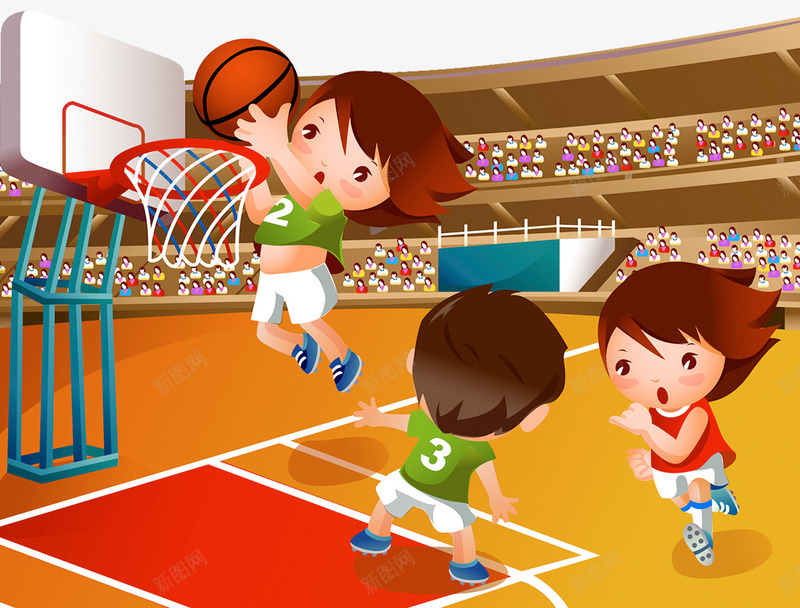 儿童篮球比赛png免抠素材_新图网 https://ixintu.com 儿童赛 扣篮 插画 篮球比赛 赛场