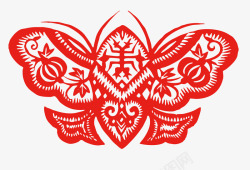 红色中国风剪纸蝴蝶免矢量图素材