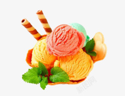 芒果冰淇淋球冰淇淋球高清图片