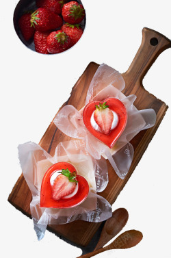 美食心形草莓心形蛋糕高清图片