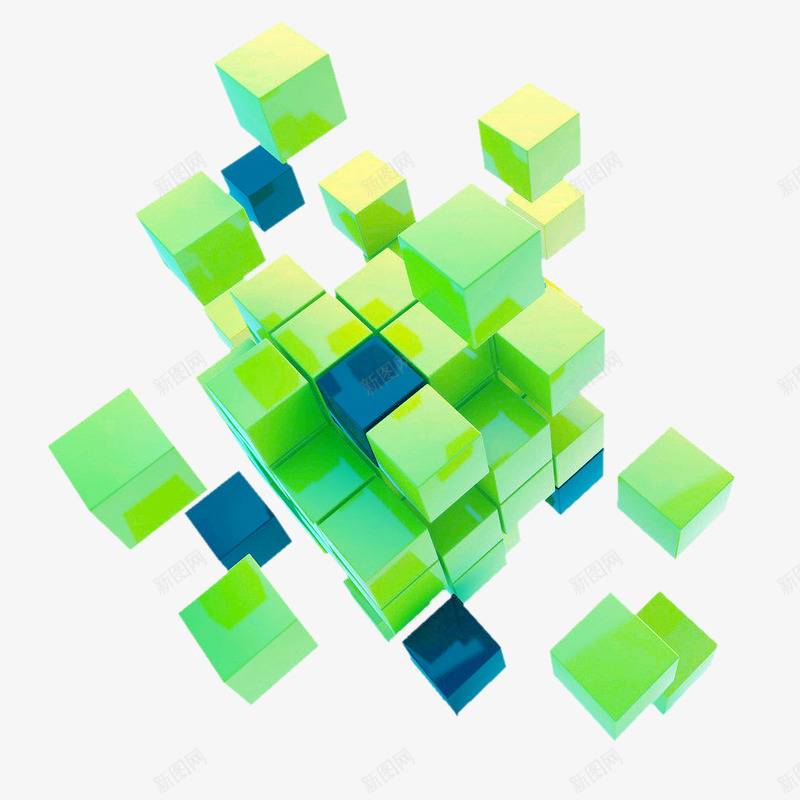 绿色方块矢量图eps免抠素材_新图网 https://ixintu.com 3D 方块 方块矢量 科幻 科技 矢量图