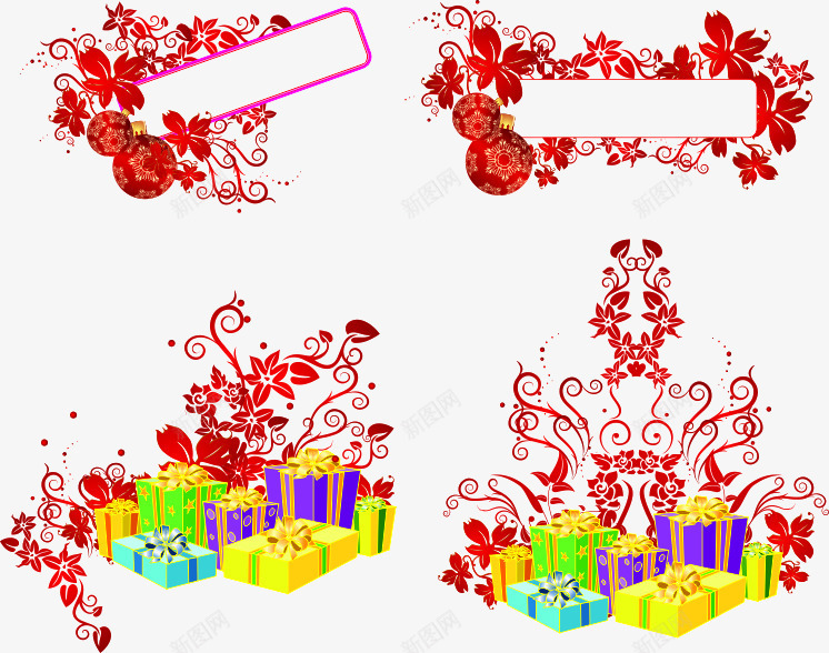 彩色礼物红色花瓣边框png免抠素材_新图网 https://ixintu.com 喜庆 大气 礼物 精致 红色