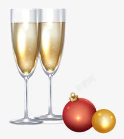 圣诞节聚会圣诞节香槟装饰球高清图片