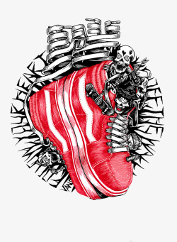 创意红色球鞋涂鸦素材