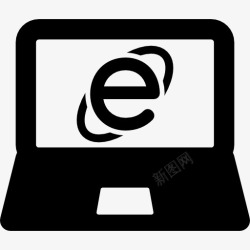 微软浏览器InternetExplorer徽标在笔记本电脑图标高清图片
