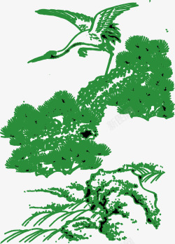 松树茬山水松树矢量图高清图片
