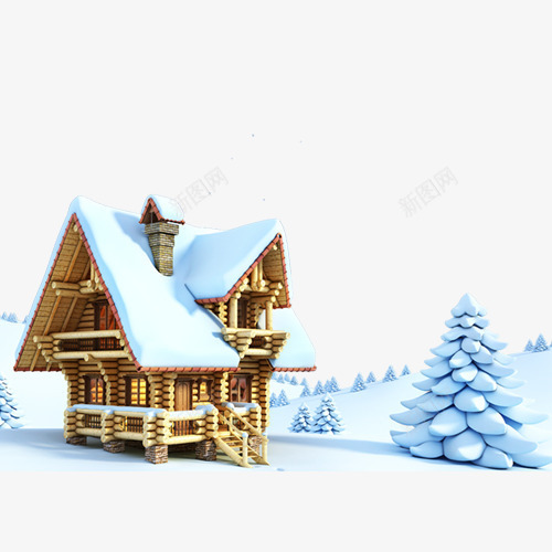 冬天的景色psd免抠素材_新图网 https://ixintu.com 住房 冬天 房屋 景色 雪景