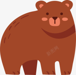 可爱卡通冬天棕熊矢量图素材