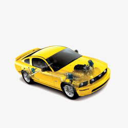 跑车发动机黄色跑车透视图高清图片
