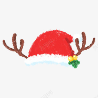 卡通松枝圣诞帽图标图标