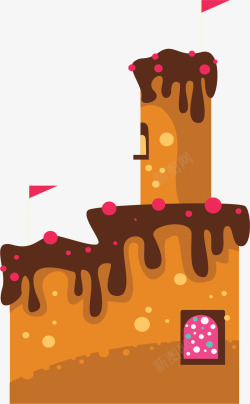 巧克力蛋糕的城堡矢量图素材