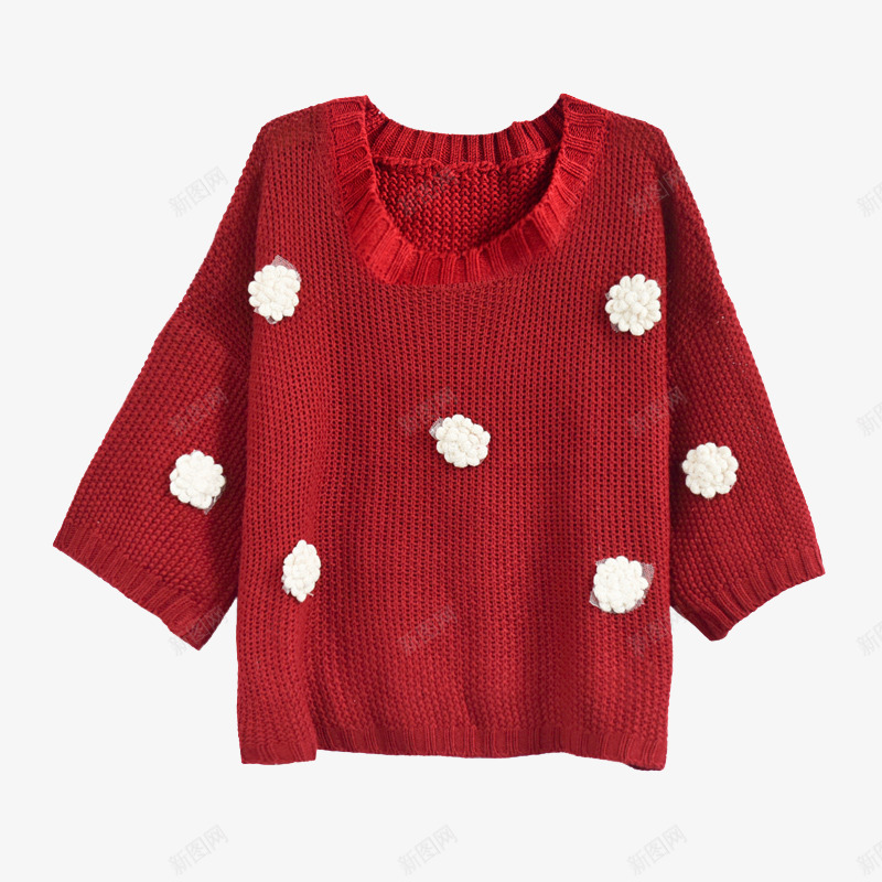 红色针织衫png免抠素材_新图网 https://ixintu.com 七分袖 产品实物 宽松
