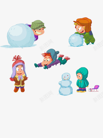 打雪仗的小孩子png免抠素材_新图网 https://ixintu.com 儿童 冬天 卡通 娱乐