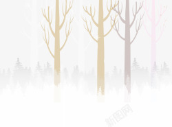 冬天枯树雪景装饰图案素材
