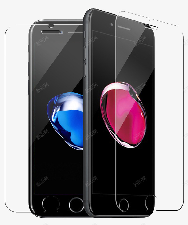 iPhone7和钢化膜png免抠素材_新图网 https://ixintu.com iPhone7 产品实物 苹果手机 钢化膜 黑色