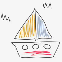 涂鸦小帆船手绘图素材