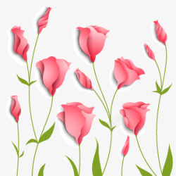 手绘淡雅粉色花朵素材