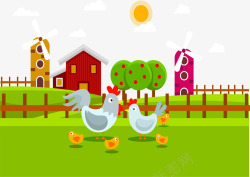 农家体验生气盎然的养鸡场高清图片