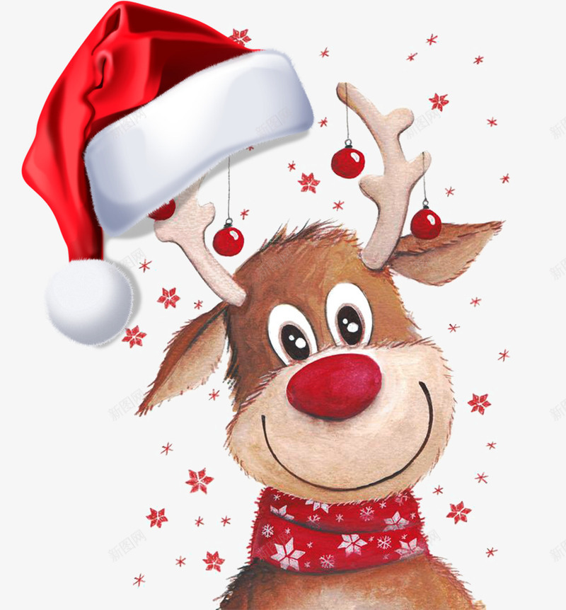 圣诞节驯鹿psd免抠素材_新图网 https://ixintu.com 卡通 圣诞帽子 圣诞快乐 圣诞礼物 圣诞节 平安夜 插画 雪花 麋鹿