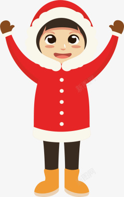 喜欢冬天红色棉衣冬天的孩子矢量图高清图片