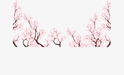 桃花树林矢量图素材